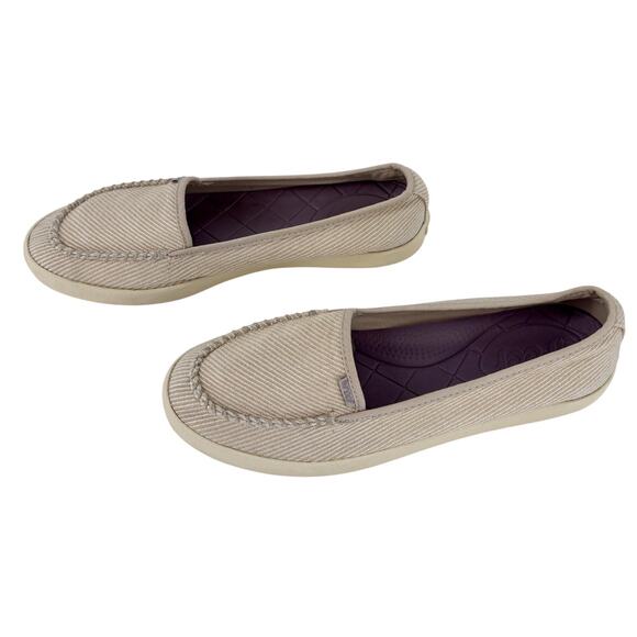 Reef Women's Slip On Shoes Salty Island 7 Tan/Cream Mini Stripes Flats Casual - Picture 3 of 10